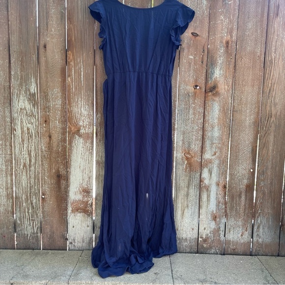 Women’s Navy Blue Light Flowy Dress with Ruffle Edging Size Small - Picture 10 of 11
